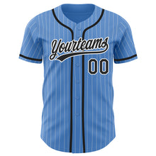 Load image into Gallery viewer, Custom Powder Blue White Pinstripe Black Authentic Baseball Jersey
