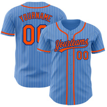 Load image into Gallery viewer, Custom Powder Blue White Pinstripe Orange-Royal Authentic Baseball Jersey
