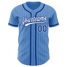 Load image into Gallery viewer, Custom Powder Blue White Pinstripe Royal Authentic Baseball Jersey
