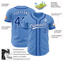 Load image into Gallery viewer, Custom Powder Blue White Pinstripe Royal Authentic Baseball Jersey
