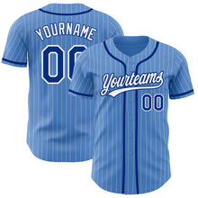 Load image into Gallery viewer, Custom Powder Blue White Pinstripe Royal Authentic Baseball Jersey
