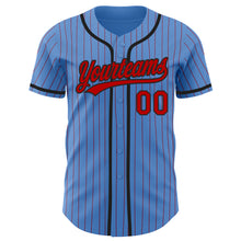 Load image into Gallery viewer, Custom Powder Blue Red Pinstripe Black Authentic Baseball Jersey
