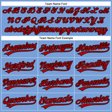 Load image into Gallery viewer, Custom Powder Blue Red Pinstripe Black Authentic Baseball Jersey
