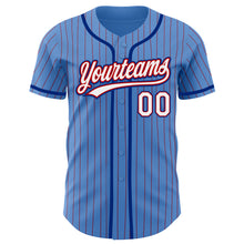 Load image into Gallery viewer, Custom Powder Blue Red Pinstripe White-Royal Authentic Baseball Jersey
