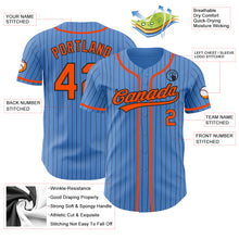 Load image into Gallery viewer, Custom Powder Blue Black Pinstripe Orange Authentic Baseball Jersey
