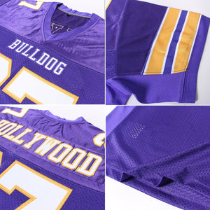 Custom Purple White-Gold Mesh Authentic Football Jersey