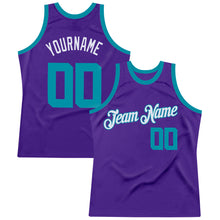 Load image into Gallery viewer, Custom Purple Teal-White Authentic Throwback Basketball Jersey
