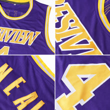 Load image into Gallery viewer, Custom Purple White-Gray Authentic Throwback Basketball Jersey
