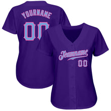 Load image into Gallery viewer, Custom Purple Light Blue-Pink Authentic Baseball Jersey
