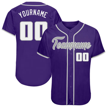 Custom Purple White-Black Authentic Baseball Jersey Men's Size:XL