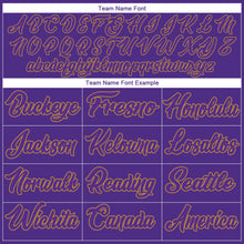 Load image into Gallery viewer, Custom Purple Purple-Old Gold Authentic Baseball Jersey
