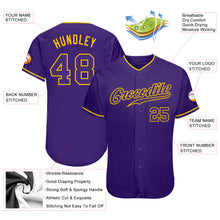 Load image into Gallery viewer, Custom Purple Purple-Gold Authentic Baseball Jersey
