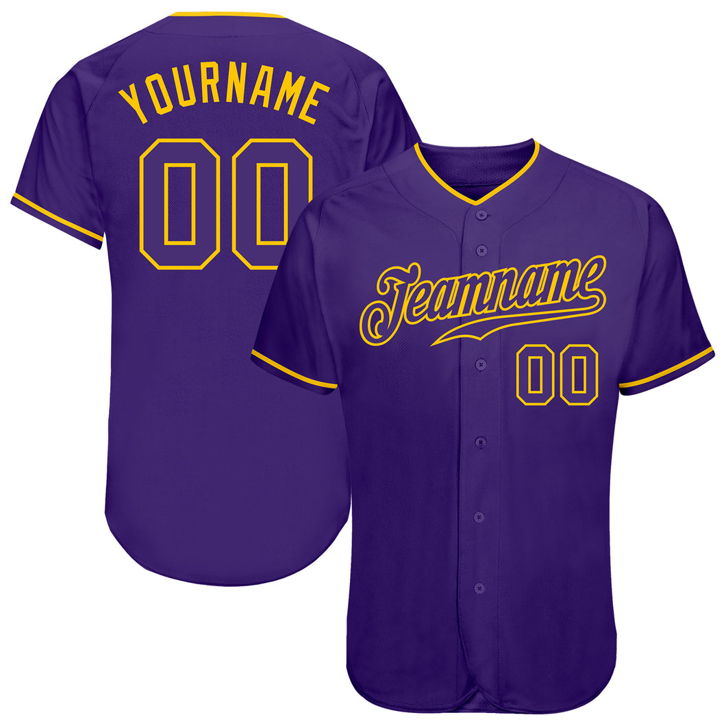 Custom Purple Purple-Gold Authentic Baseball Jersey