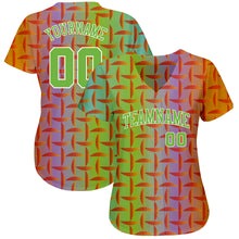 Load image into Gallery viewer, Custom Purple Neon Green-White 3D Pattern Design Authentic Baseball Jersey
