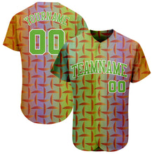 Load image into Gallery viewer, Custom Purple Neon Green-White 3D Pattern Design Authentic Baseball Jersey
