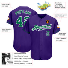 Load image into Gallery viewer, Custom Purple Kelly Green-White Authentic Baseball Jersey
