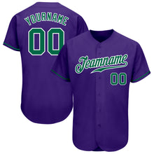 Load image into Gallery viewer, Custom Purple Kelly Green-White Authentic Baseball Jersey
