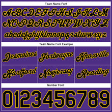 Load image into Gallery viewer, Custom Purple Black Pinstripe Black-Gold Authentic Basketball Shorts
