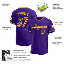Load image into Gallery viewer, Custom Purple Vintage USA Flag-Gold Authentic Baseball Jersey
