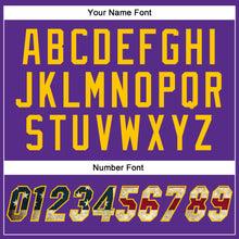 Load image into Gallery viewer, Custom Purple Vintage USA Flag-Gold Authentic Baseball Jersey

