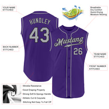 Load image into Gallery viewer, Custom Purple Gray-Black Authentic Sleeveless Baseball Jersey
