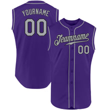 Load image into Gallery viewer, Custom Purple Gray-Black Authentic Sleeveless Baseball Jersey
