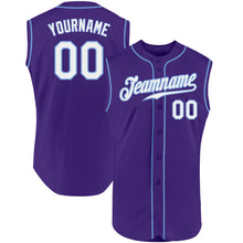 Load image into Gallery viewer, Custom Purple White-Light Blue Authentic Sleeveless Baseball Jersey
