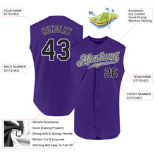 Load image into Gallery viewer, Custom Purple Black-White Authentic Sleeveless Baseball Jersey
