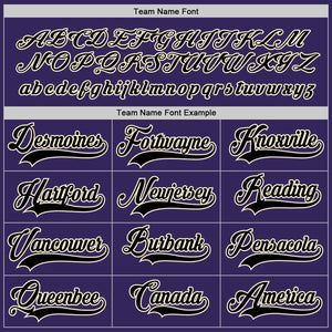 Custom Purple Black-Cream Hockey Jersey