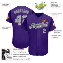 Load image into Gallery viewer, Custom Purple Gray-Black Authentic Baseball Jersey

