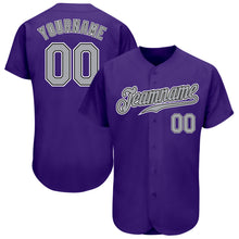 Load image into Gallery viewer, Custom Purple Gray-Black Authentic Baseball Jersey
