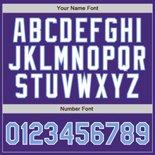 Load image into Gallery viewer, Custom Purple White Pinstripe Light Blue-White Authentic Baseball Jersey
