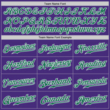 Load image into Gallery viewer, Custom Purple White Pinstripe Kelly Green-White Authentic Baseball Jersey
