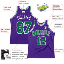 Load image into Gallery viewer, Custom Purple Kelly Green-White Authentic Throwback Basketball Jersey
