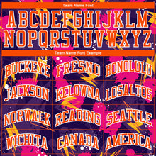 Load image into Gallery viewer, Custom Purple Orange-Gold Music Festival Round Neck Sublimation Basketball Suit Jersey
