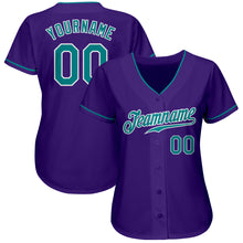 Load image into Gallery viewer, Custom Purple Teal-White Authentic Baseball Jersey

