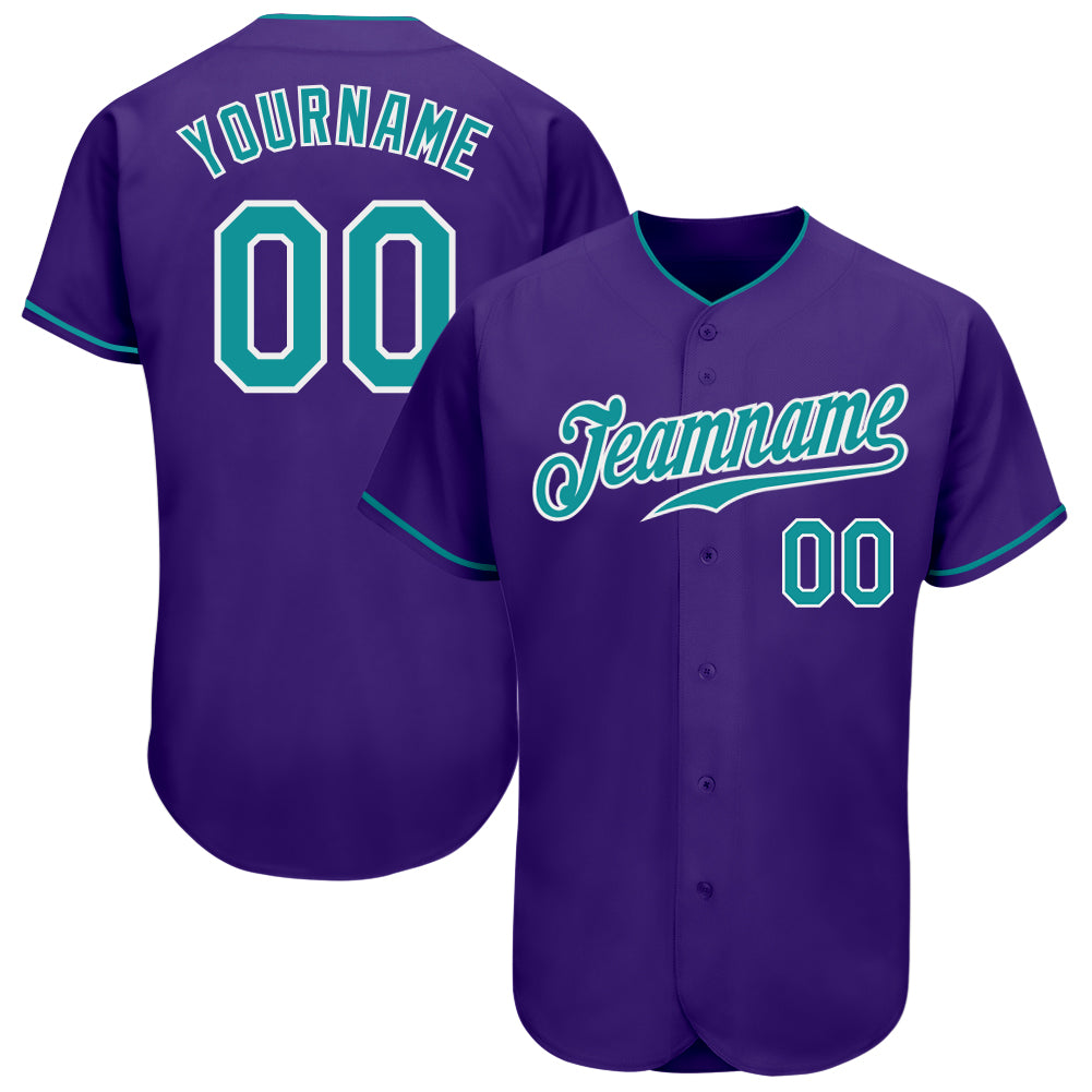 Custom Purple Teal-White Authentic Baseball Jersey
