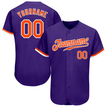 Load image into Gallery viewer, Custom Purple Orange-White Authentic Baseball Jersey
