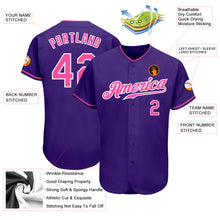 Load image into Gallery viewer, Custom Purple Pink-White Authentic Baseball Jersey

