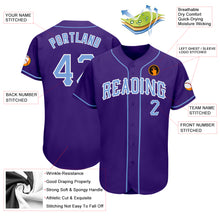 Load image into Gallery viewer, Custom Purple Light Blue-White Authentic Baseball Jersey
