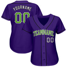 Load image into Gallery viewer, Custom Purple Neon Green White-Black Authentic Baseball Jersey
