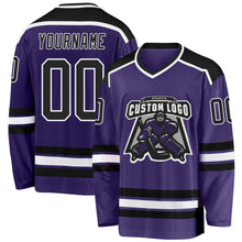 Load image into Gallery viewer, Custom Purple Black-White Hockey Jersey
