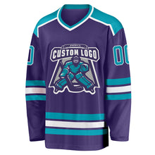 Load image into Gallery viewer, Custom Purple Teal-White Hockey Jersey
