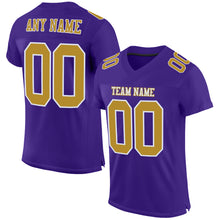 Load image into Gallery viewer, Custom Purple Old Gold-White Mesh Authentic Football Jersey
