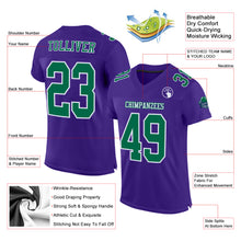 Load image into Gallery viewer, Custom Purple Kelly Green-White Mesh Authentic Football Jersey
