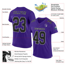 Load image into Gallery viewer, Custom Purple Black-Gray Mesh Authentic Football Jersey
