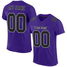 Load image into Gallery viewer, Custom Purple Black-Gray Mesh Authentic Football Jersey
