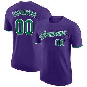 Custom Purple Kelly Green-White Performance T-Shirt