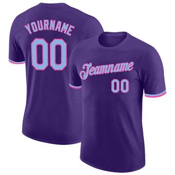 Custom Purple Light Blue-Pink Performance T-Shirt