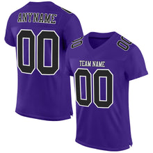 Load image into Gallery viewer, Custom Purple Black-White Mesh Authentic Football Jersey
